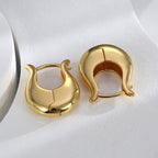 E0585 Simple Retro Earrings for Women, Brass Gold-Plated, Elegant Smooth Metal Texture Ear Jewelry