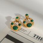 Malachite Earrings Non-Fading Ear Jewelry Stainless Steel Accessories