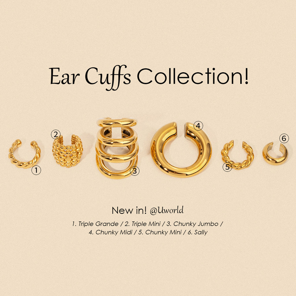 New Style Stainless Steel Ear Clips for Women18k Gold Non-Fading Earrings Simple Braided Earrings