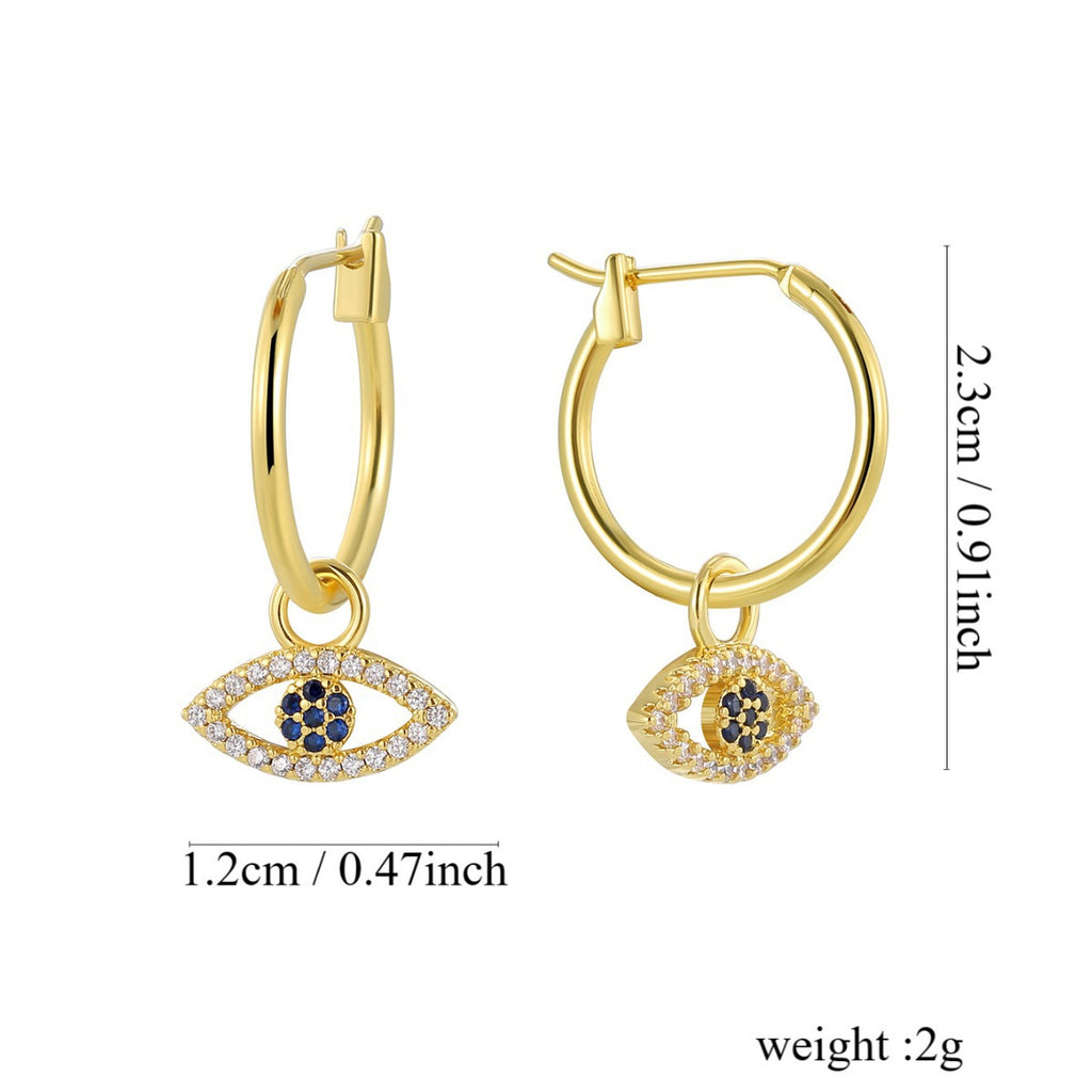 E0815 Devil's Eye Earrings Women's New Design Zircon Earrings