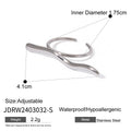 18K Gold-Plated Stainless Steel Open Ring with Wave Detail — alternate product view — jewelry finish and design detail