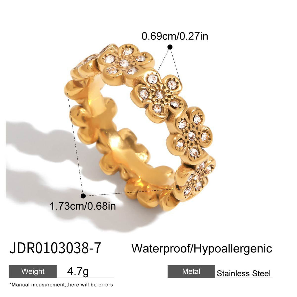 Zircon Ring Non-Fading Jewelry Stainless Steel Accessories rings