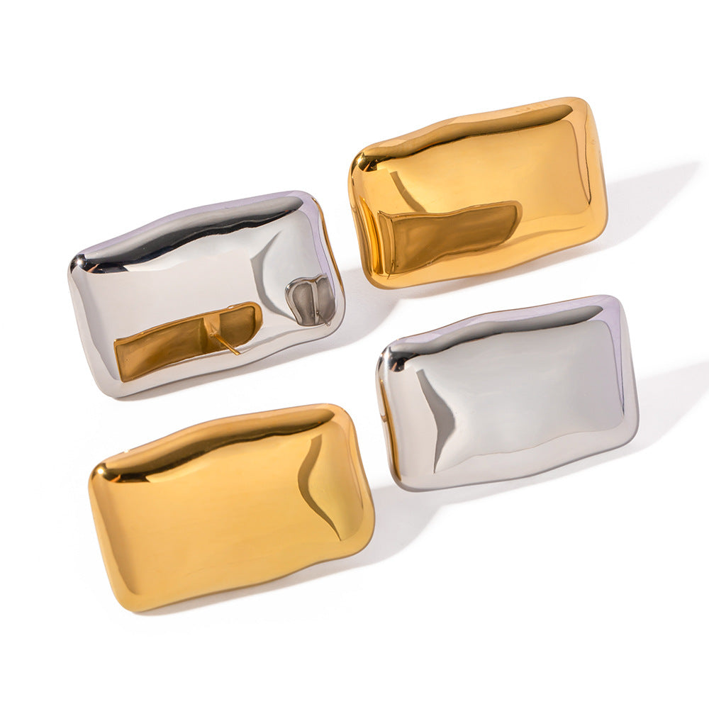 Minimalist Retro New Style18K Gold Rectangular Earrings for Women Trendy Minimalist Studs