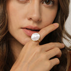 R0125 Trendy Designer Simple Retro Shell Round Fashion Ring for Women Versatile