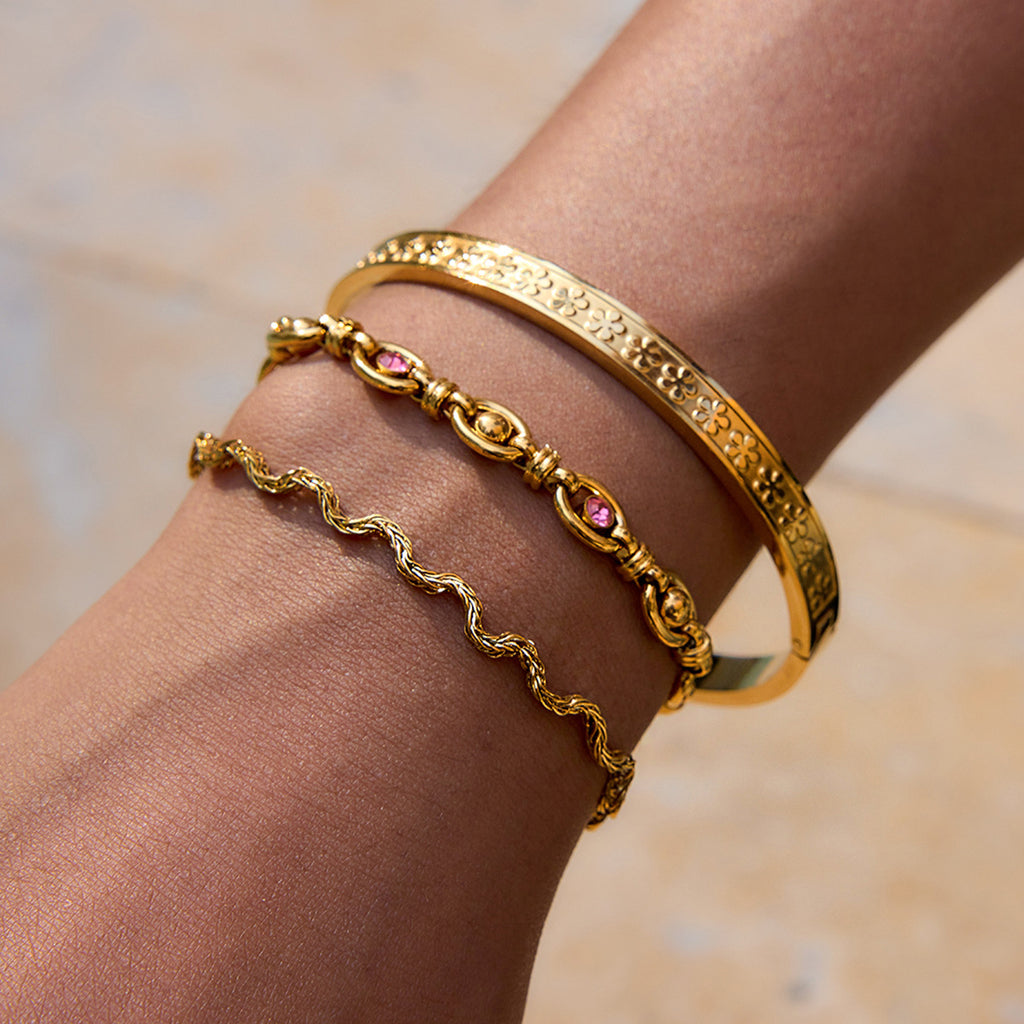 2H Stainless Steel Jewelry Bracelet for Women, Exclusive Gold-Plated Accessories