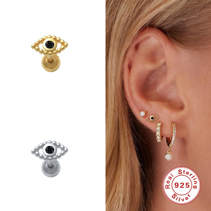 S925Pure Silver Bohemian Tassel Eye Piercing Jewelry Threaded Earrings Ear Bone Studs Ear Accessories for Women