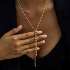 Stainless Steel Rice Bead Tassel Y Chain Necklace Accessories for Women