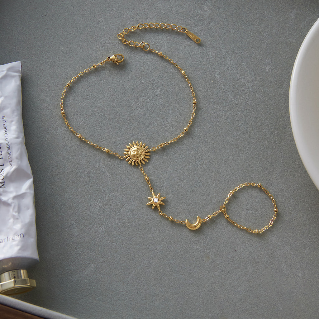 2H Stainless Steel Sun Finger Bracelet Jewelry Non-Fading Accessories for Women