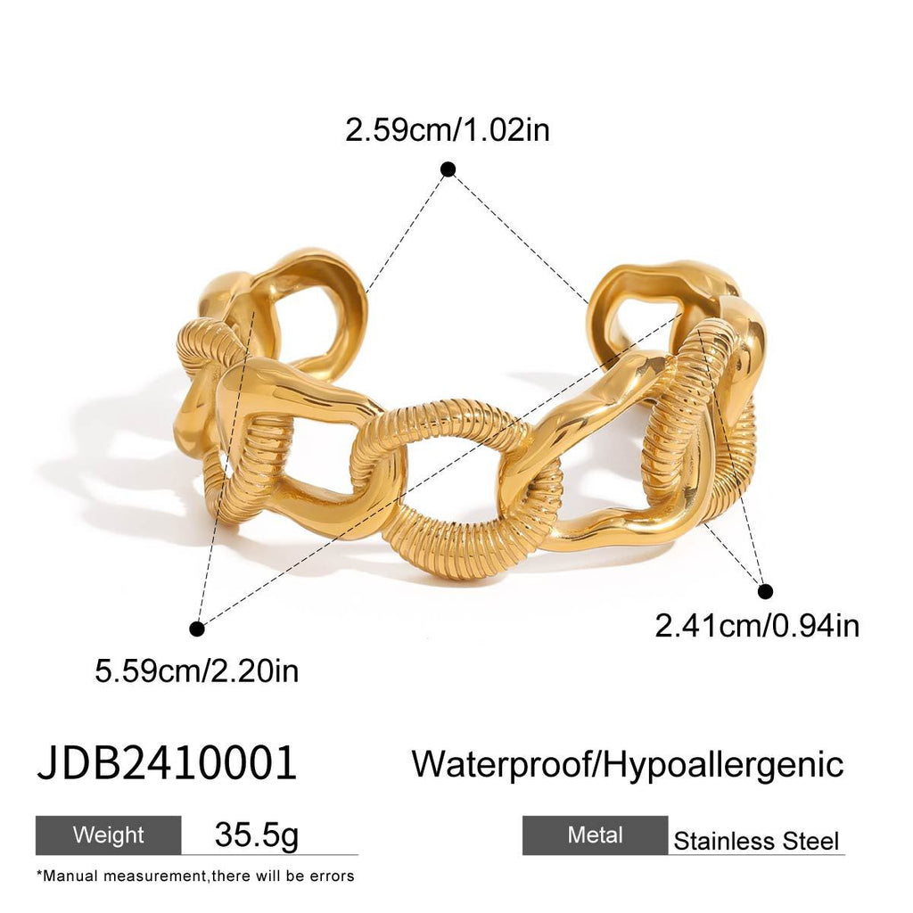 2H Stainless Steel gold Bracelet for Women Open Bangle bracelet