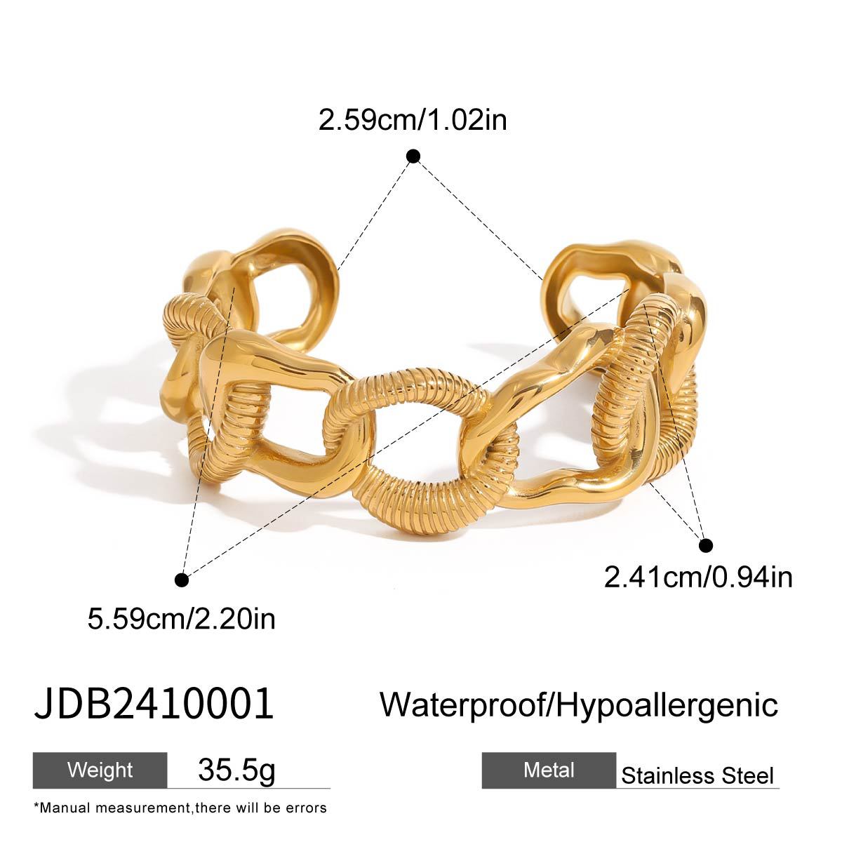 2H Stainless Steel gold Bracelet for Women Open Bangle bracelet