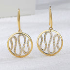 E0337 Irregular Wave Ear Hook Female Gold Plated Inlaid Zircon Hollow Ear Jewelry