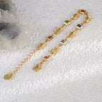B0139 New Fashion Retro Colorful Stone Bracelet for Women Geometric Multicolor Brass Gold Plated