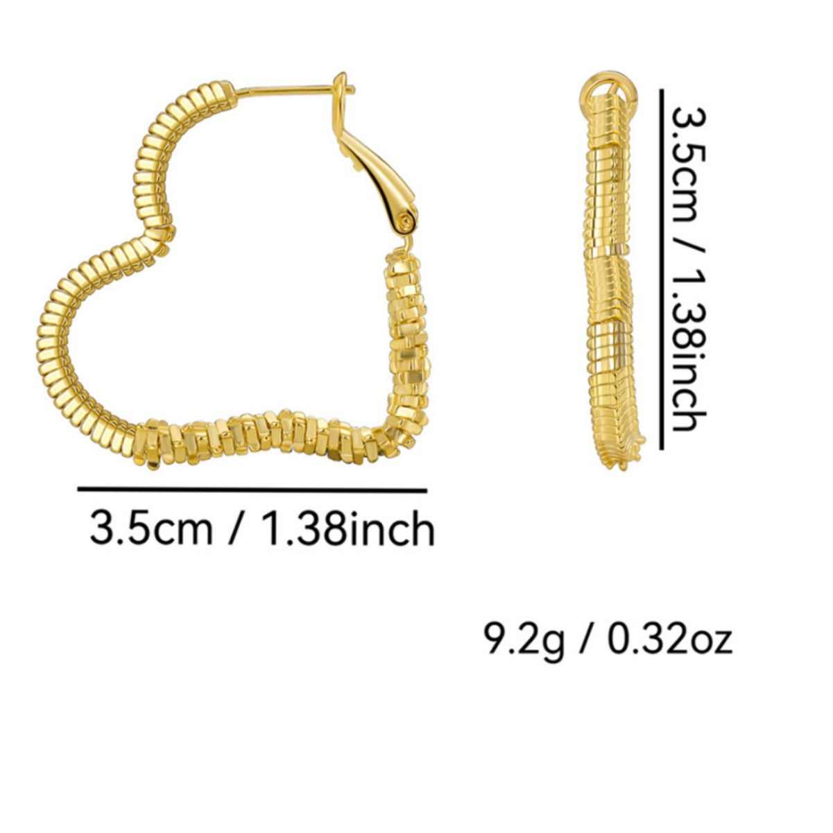 E0571 Fashionable Simple Design Heart-shaped Earrings Copper Gold-plated Irregular Texture Stud Earrings