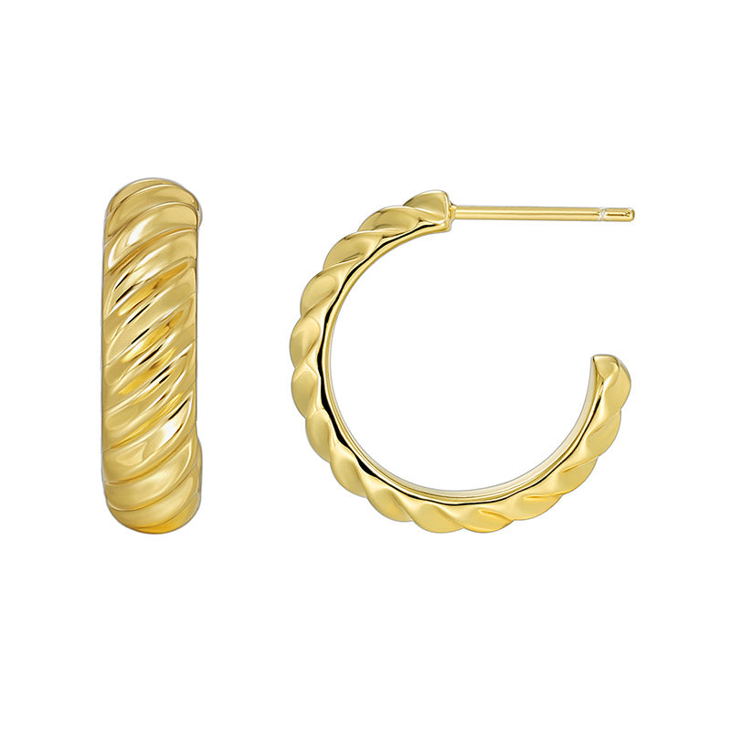 E0491 Fashion Design Earrings for Women Geometric gold Irregular C Shaped Earrings