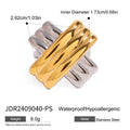 Gold-Plated Geometric Stainless Steel Stud Earrings — close-up detail — jewelry finish and design detail