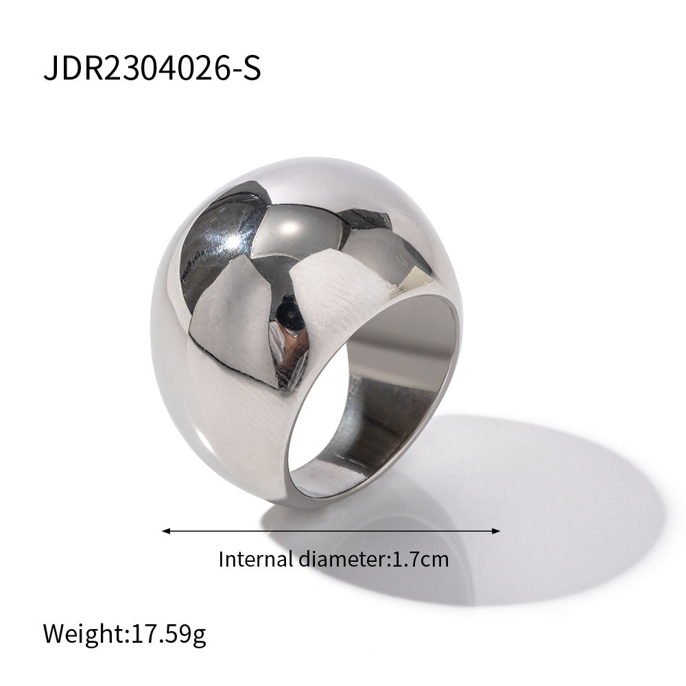 No Fading18K Gold Stainless Steel Exaggerated Ball Ring2025Fashionable and Unique Trendy Accessories