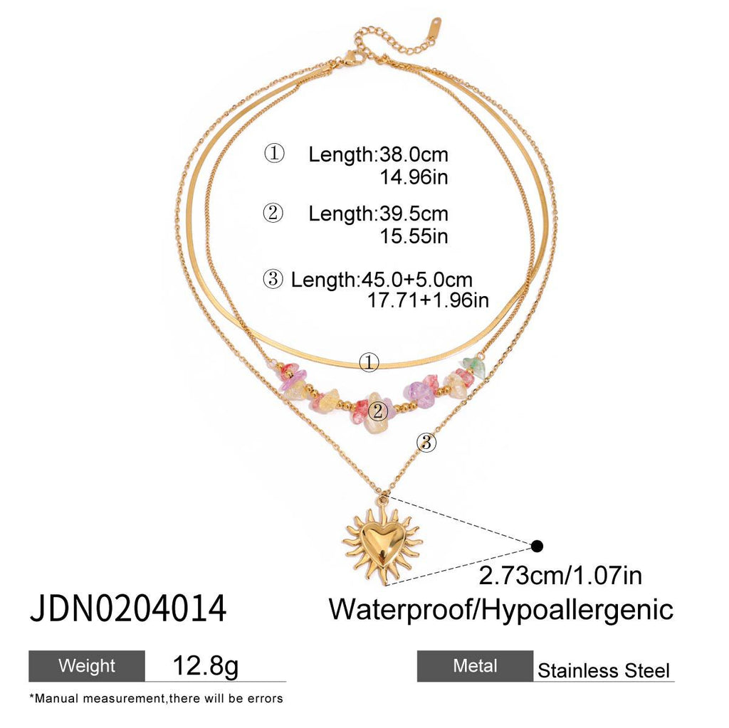 Stainless Steel Card Heart Necklace Collarbone Chain Jewelry Non-Fading