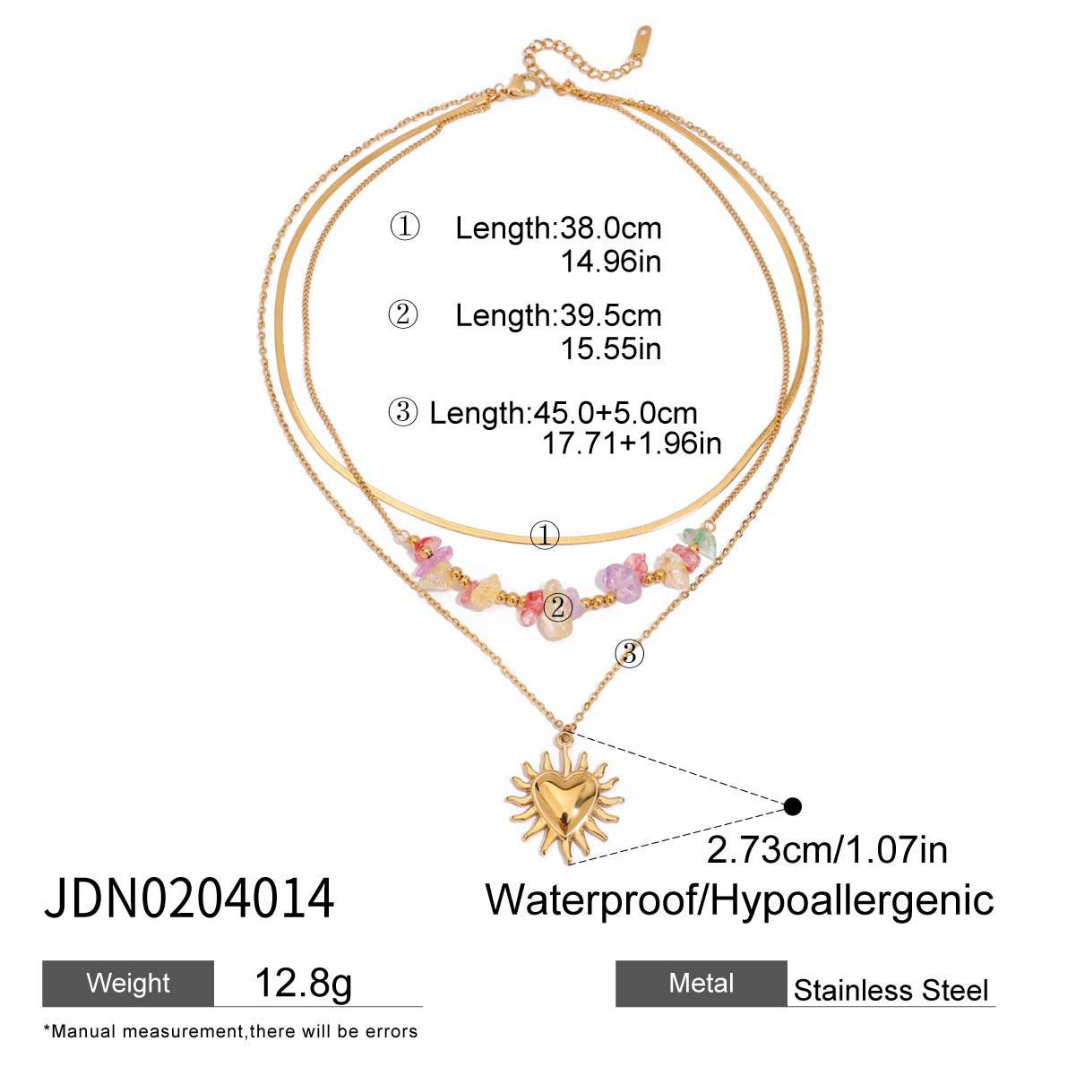 Stainless Steel Card Heart Necklace Collarbone Chain Jewelry Non-Fading