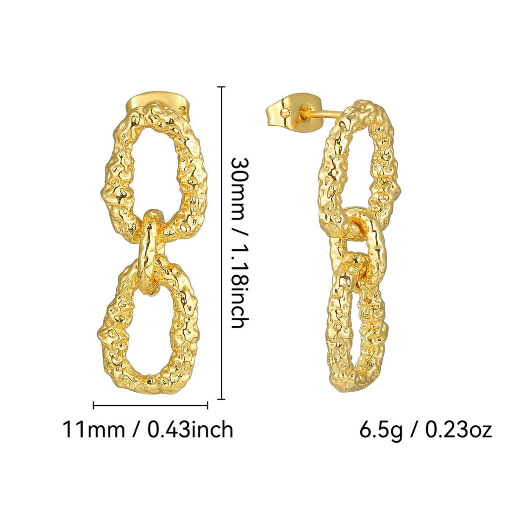 E0706 Exaggerated Irregular Lava Pattern Gender-Neutral Earrings Brass Gold-Plated Minimalist Ear Jewelry