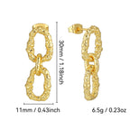 E0706 Exaggerated Irregular Lava Pattern Gender-Neutral Earrings Brass Gold-Plated Minimalist Ear Jewelry