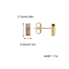 E0366 Modern Simple Rectangular Pink Zircon Stud Earrings for Women Fashion Exquisite Jewelry Earrings