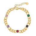Gold-Plated Brass Sculptural CZ Bracelet — Distinctive Outline with gold-tone brass construction