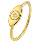 SR0022 S925Silver Eye Ring Sweet Cool Finger Ring Trendy