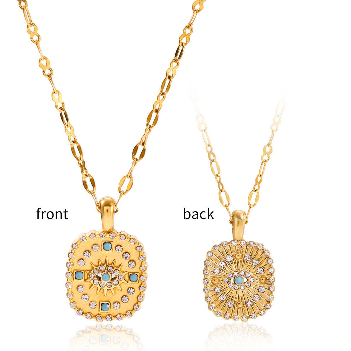 Devil's Eye Necklace Blue Turquoise Collarbone Chain Stainless Steel Jewelry