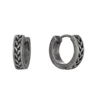 E0737 Tire Pattern Earrings Vintage Silver Distressed Ear Clips