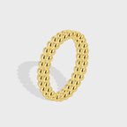 R0570 Exaggerated Personality Design Minimalist Ring for Women Copper Plated with Real Gold Dense Small Round Beads