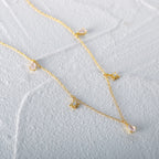 Sterling Silver Water Drop Inlaid Diamond Star Collarbone Necklace 40 5cm