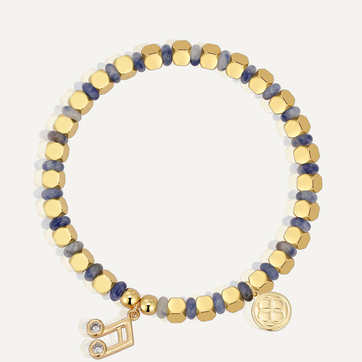 B0302 Vintage Fashion Lefu Inlaid Zircon Bracelet Blue Point Quartz Trendy Beaded