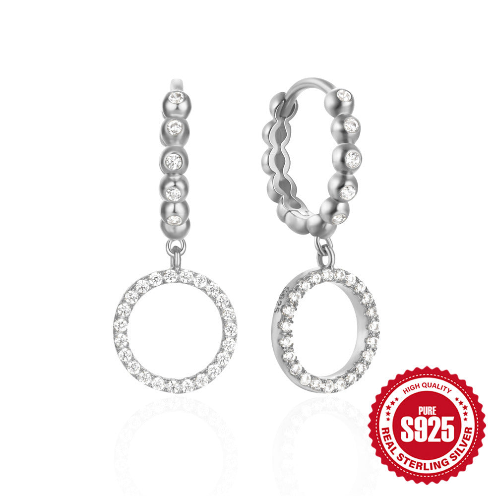 New925Sterling Silver Full Diamond Round Hoop Earrings Hot-Selling Inlaid Diamond Earrings for Women