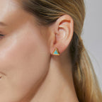 E0569 Small Elegant Triangle Stud Earrings for Women Fashion Brass Gold-Plated Turquoise Earrings