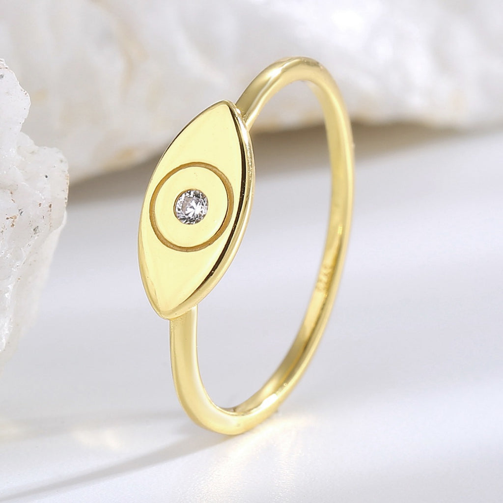 SR0022 S925Silver Eye Ring Sweet Cool Finger Ring Trendy