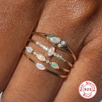 S925Pure Silver Elegant Luxurious Geometric Round Diamond-Studded Gemstone Engagement Ring Hot-Selling Couple Style Ring