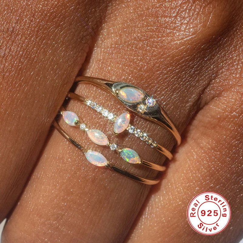 S925Pure Silver Elegant Luxurious Geometric Round Diamond-Studded Gemstone Engagement Ring Hot-Selling Couple Style Ring