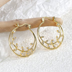 E0349 Fashion Double Circle Earrings Glossy HOOP gold Leaf Large Circle Hoop Earrings for Women
