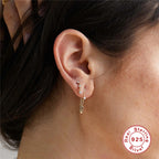 S925Sterling Silver Butterfly Inlaid Diamond Chain Tassel Earrings Stud Earrings Korean Style Fairy Outfit Earrings