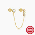 925 Sterling Silver Inlaid Diamond Five-Pointed Star Chain Tassel Ear Thread Earrings 871910 — collection product image 06