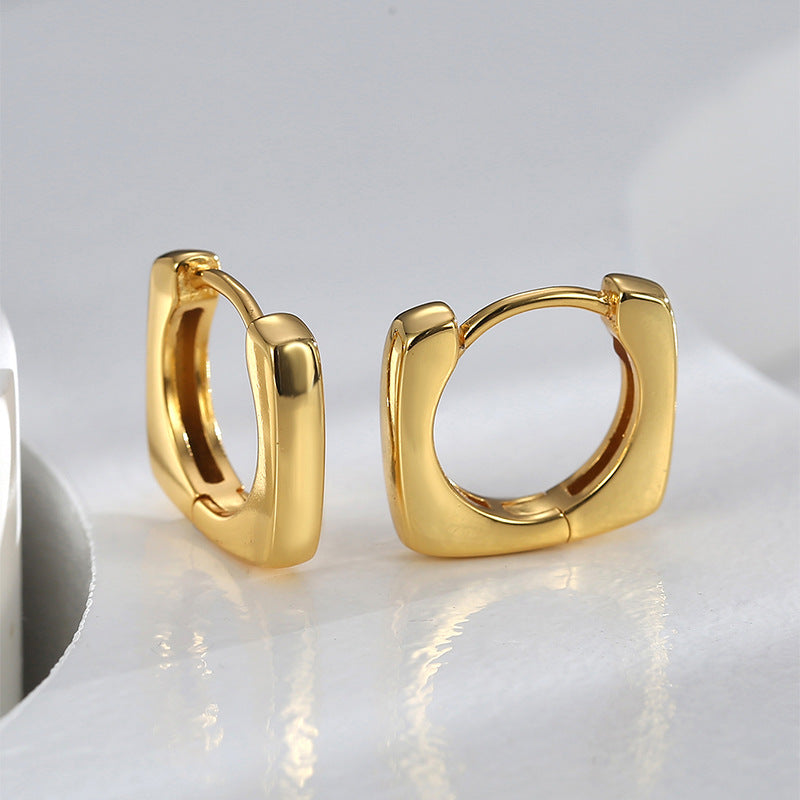 E0584 Fashion Geometric Square Earrings for Women Creative Minimalist Style Simple Ear Clips