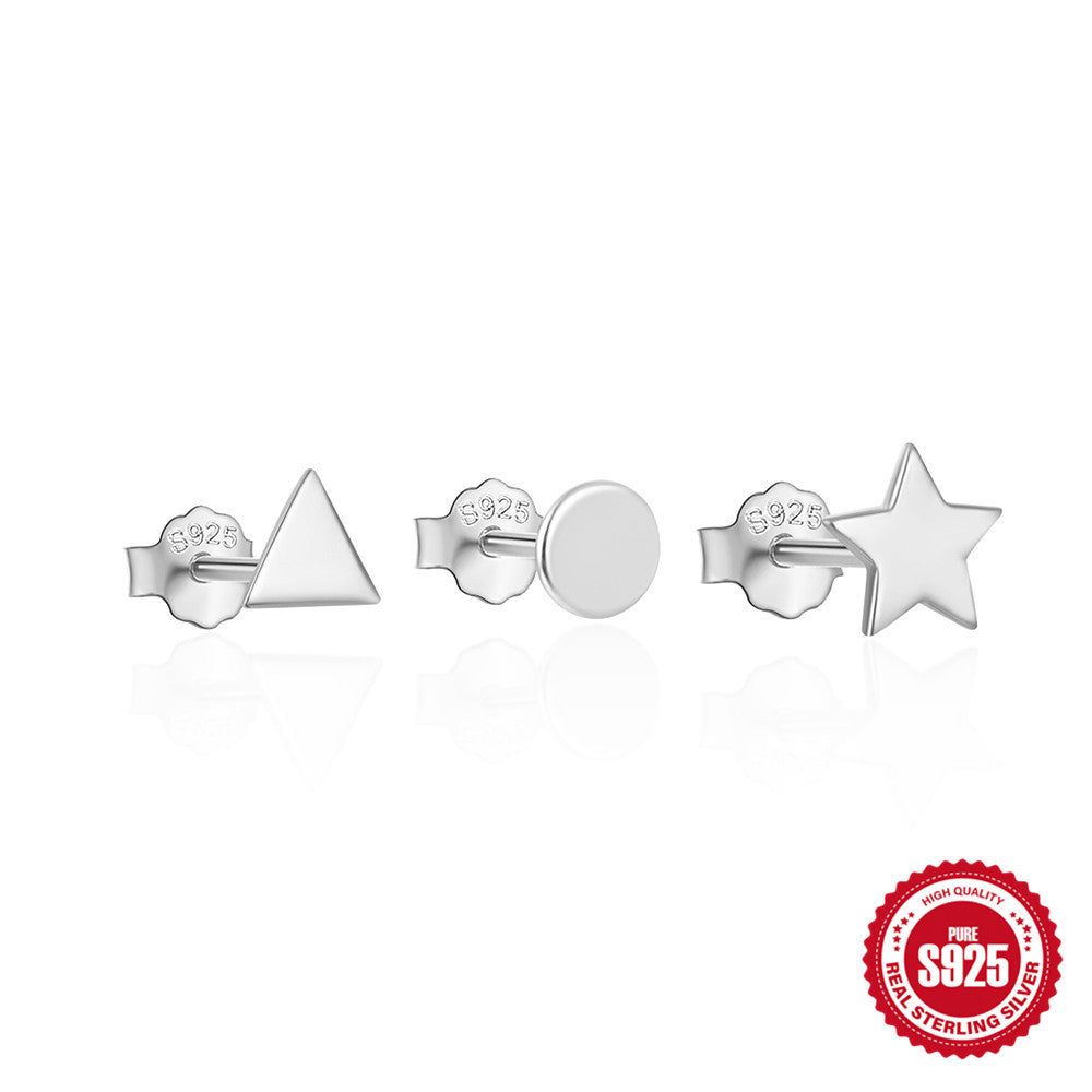 New925Sterling Silver Geometric Star Moon Diamond Set Earrings Hot Selling Pearl Earrings Earrings