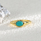 R0295 Simple Retro Oval Turquoise Ring for Women Fashion Ring