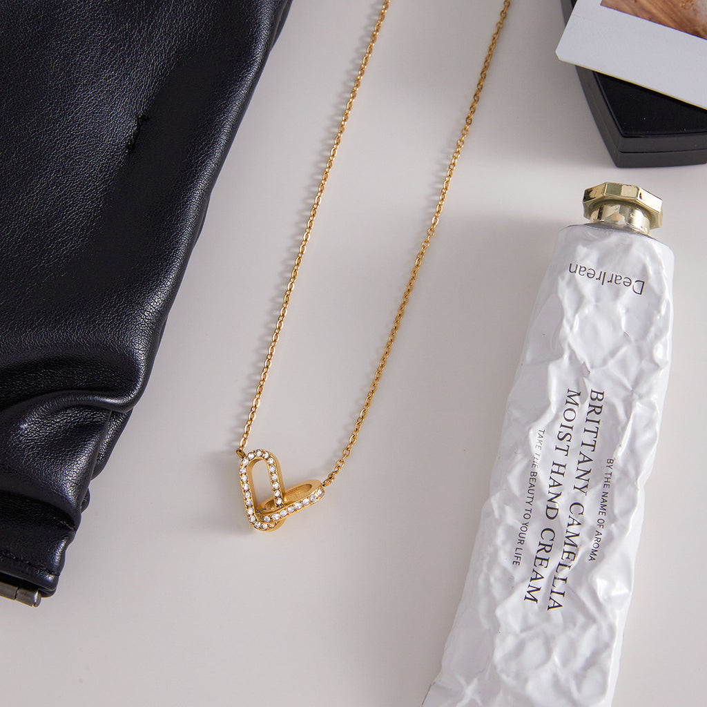 2H Zircon Necklace Women's Collarbone Chain Non-Fading Jewelry Stainless Steel