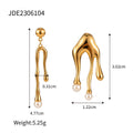 Hammered Gold-Tone Stainless Steel Stud Earrings featuring textured and a gold-tone finish