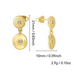 E0664 Simple Style Geometric Irregular Round Earrings for Women Brass Gold-Plated Micro-Inlaid Zirconia Ear Jewelry