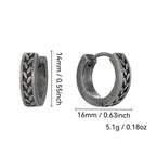 E0737 Tire Pattern Earrings Vintage Silver Distressed Ear Clips