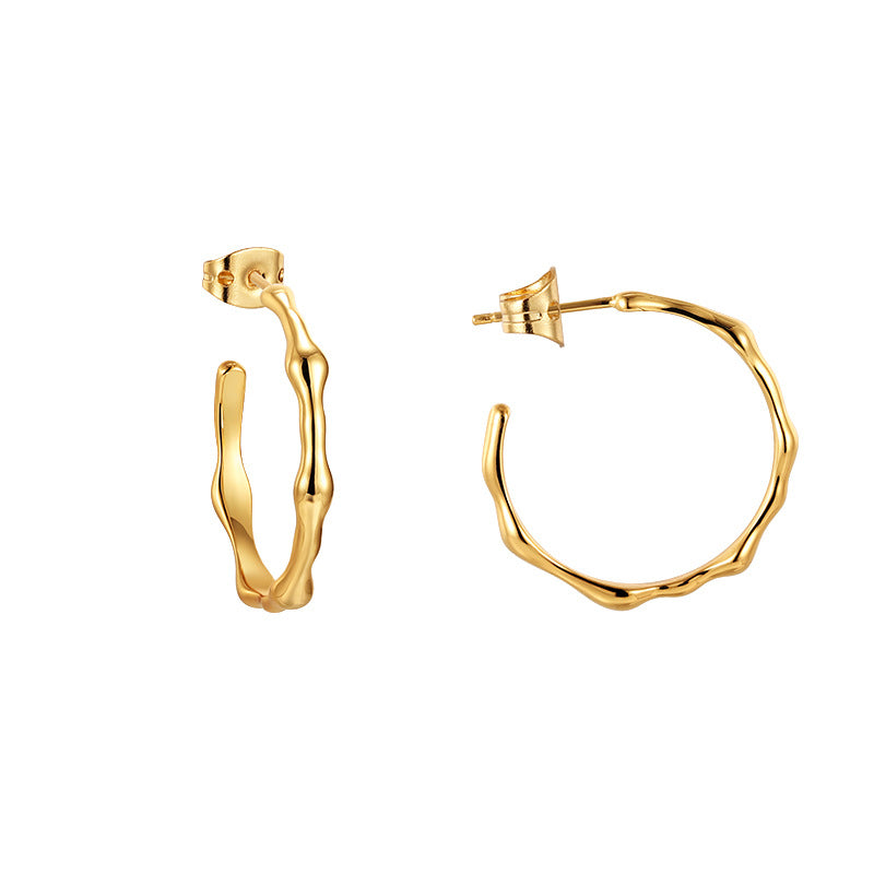 Ancient Style Exaggerated Hoop Earrings for Women Irregular Vintage Earrings 14K Gold-plated Smooth Earrings Jewelry