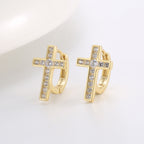 SE0078 S925Silver plating14K Gold Cross Zirconia Earrings for Women New Earrings