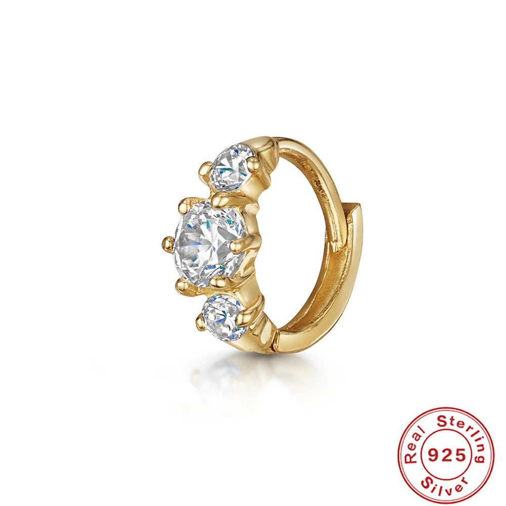 S925Sterling Silver Cartilage Piercing Diamond-Studded Hoop Earrings Ear Cuffs Ear Studs shien Hot-selling Punk Style Ear Cuff